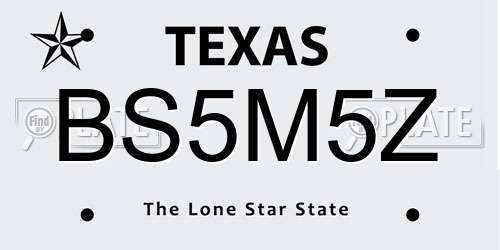 BS5M5Z Texas License Plate