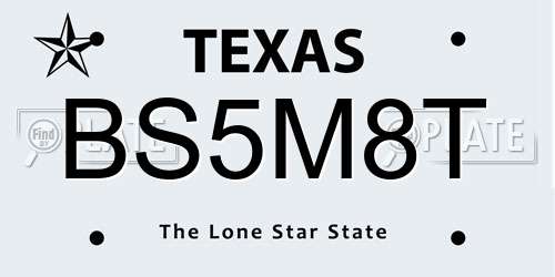 BS5M8T Texas License Plate