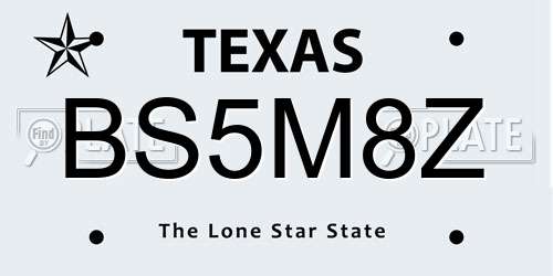 BS5M8Z Texas License Plate