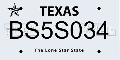 BS5S034 Texas License Plate