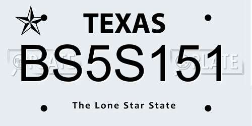 BS5S151 Texas License Plate