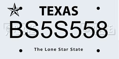BS5S558 Texas License Plate