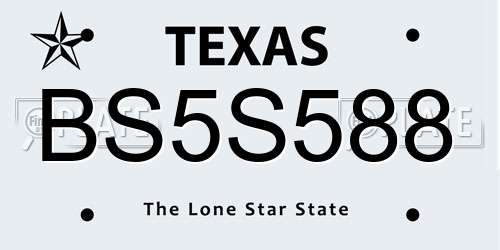 BS5S588 Texas License Plate