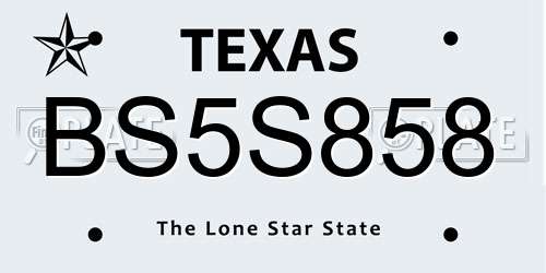 BS5S858 Texas License Plate