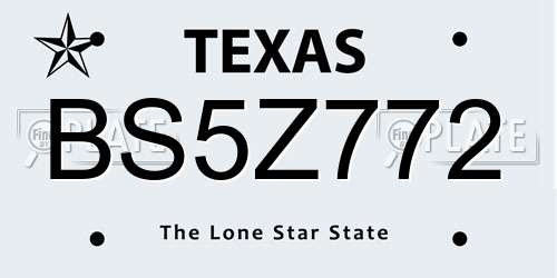 BS5Z772 Texas License Plate
