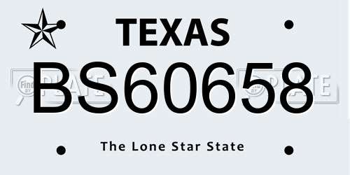 BS60658 Texas License Plate