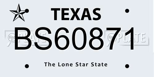 BS60871 Texas License Plate