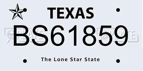 BS61859 Texas License Plate