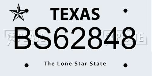 BS62848 Texas License Plate