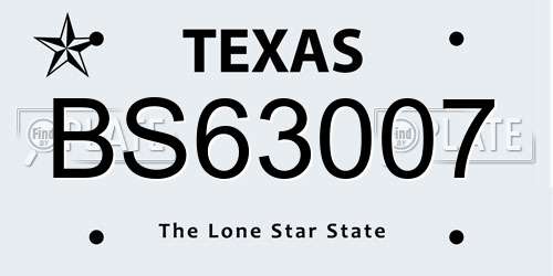 BS63007 Texas License Plate