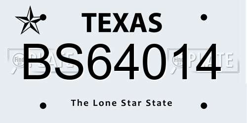 BS64014 Texas License Plate