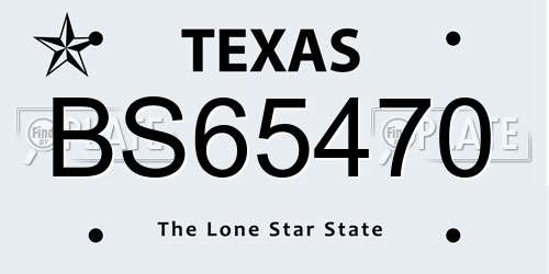 BS65470 Texas License Plate