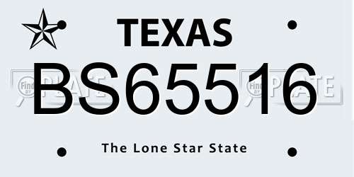 BS65516 Texas License Plate