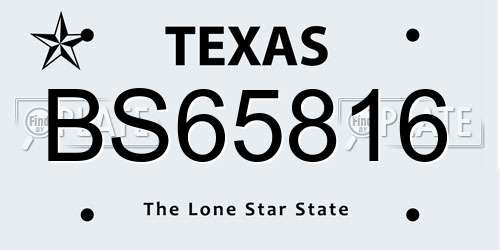 BS65816 Texas License Plate