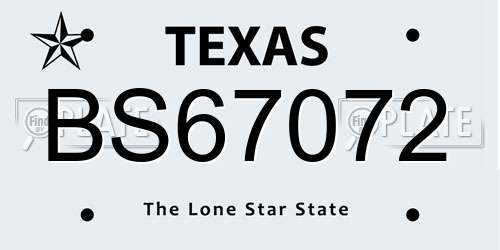 BS67072 Texas License Plate