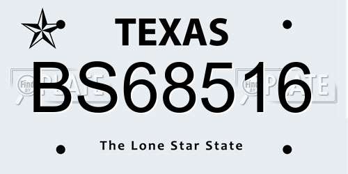 BS68516 Texas License Plate