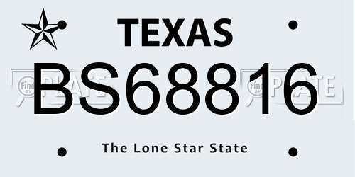 BS68816 Texas License Plate