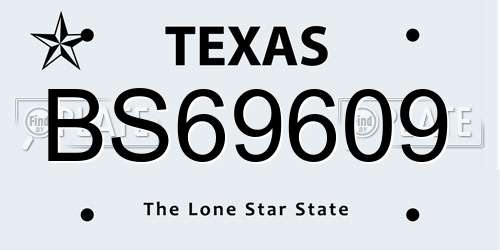 BS69609 Texas License Plate