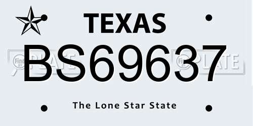 BS69637 Texas License Plate
