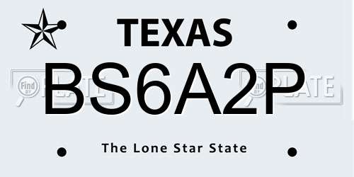 BS6A2P Texas License Plate