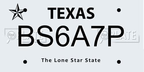 BS6A7P Texas License Plate