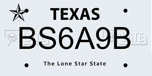 BS6A9B Texas License Plate