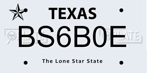 BS6B0E Texas License Plate