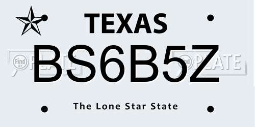 BS6B5Z Texas License Plate
