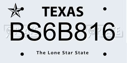 BS6B816 Texas License Plate