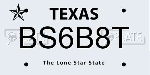 BS6B8T Texas License Plate