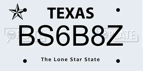 BS6B8Z Texas License Plate
