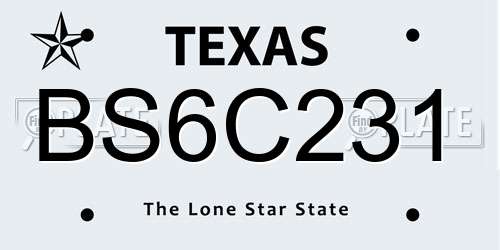 BS6C231 Texas License Plate
