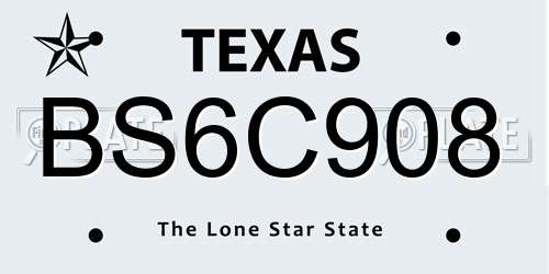 BS6C908 Texas License Plate