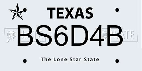 BS6D4B Texas License Plate