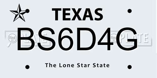 BS6D4G Texas License Plate
