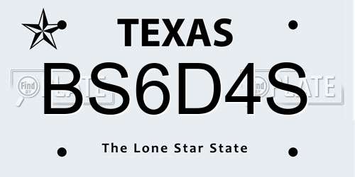 BS6D4S Texas License Plate