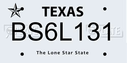 BS6L131 Texas License Plate