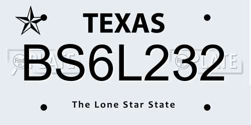 BS6L232 Texas License Plate
