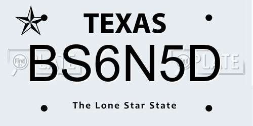 BS6N5D Texas License Plate