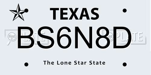 BS6N8D Texas License Plate