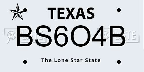 BS6O4B Texas License Plate