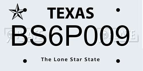 BS6P009 Texas License Plate