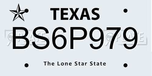 BS6P979 Texas License Plate