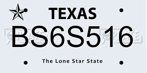 BS6S516 Texas License Plate