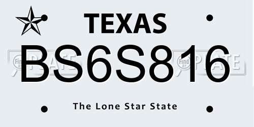 BS6S816 Texas License Plate