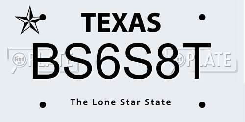 BS6S8T Texas License Plate