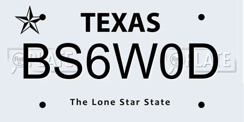 BS6W0D Texas License Plate