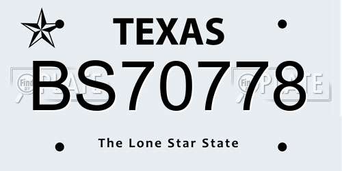 BS70778 Texas License Plate