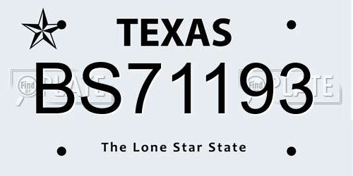 BS71193 Texas License Plate