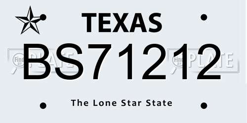 BS71212 Texas License Plate
